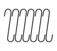 ZAAWUUT Lot de 6 crochets en forme de S de 20,3 cm d'épaisseur pour suspendre des vêtements, jeans, cintres en acier inoxydable pour magasin de vêtements, placard, cuisine, jardin, atelier (noir)