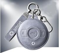 ZABEES Coque de Clé de Voiture pour Smart #3#1 Brabus Pro, Etui a Clef Couvre Clef Étui à Clé en Cuir, Housse de Protection pour Clé de Voiture Couvertures Porte-clés,A Grey