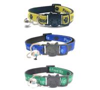 ZACAL Lot de 3 colliers pour chat avec inscription « Please Do Not Feed Me/I Am Microchipped » avec boucle à dégagement rapide et sécurisée - Lot de 3 colliers pour chat (jaune, bleu, vert, Please Do
