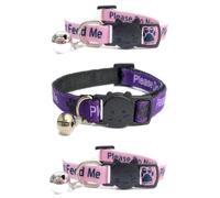 ZACAL Lot de 3 colliers pour chat avec inscription « Please Do Not Feed Me / I Am Microchipped » avec boucle détachable à dégagement rapide et sécurisée Rose et violet