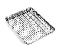 Zacfton Plaque de cuisson avec grille de refroidissement, plaque à biscuits en acier inoxydable, 31,4 x 25,4 x 2,5 cm, non toxique et passe au lave-vaisselle