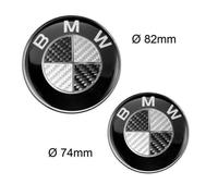 Zacharia 82mm 74mm Emblème Carbone Noir Badges Logo Capot Avant Bonnet Arrière Boot pour Badge BM W Série