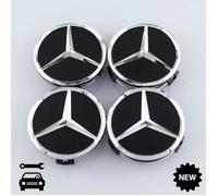Zacharia Lot de 4 Cache-moyeux AMG pour Mercedes-Benz Noir Mat Étoile Moyeu 75 mm