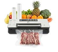 Zachvo Machine à emballer sous vide à double pompe pour le stockage des aliments et sous vide, serrure de poignée, double joint thermique de 5 mm de large, cutter et sac de rangement intégré, port