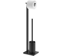 Zack CARVO - Cepillo de mayordomo + papel higiénico, acero inoxidable negro