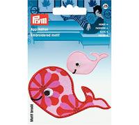 Zack Gold Applique Kids and Hits-Iron-On Baby Whale approximately 5 x 8/2 x 4 CM Pack of 2 Pink/Red