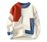 ZACOLLAN Chandail Homme Casual Chaud Mode Manches Longues Pull Hommes Classique All-Match Tendance Pulls en Tricot Respirant Confortable Doux Tricots B-Orange XL