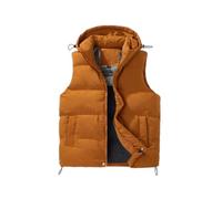 ZACOLLAN Gilet Homme Lumière Confortable Chaud Gilet D’Extérieur Homme Sans Manches À Capuche Casual Gilet À Poches Homme Jeunesse Classique Tendance Gilet En Coton Homme H-Caramel 8XL