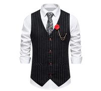 ZACOLLAN Gilet Homme Slim Fit Mode Beau Gosse Costume Gilet Homme Casual Classique Rétro Costume Gilet Homme Tempérament Unique Tendance Gilet Extérieur Homme B-Black M