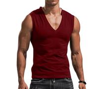 ZACOLLAN T - Shirt Hommes Couleur Unie Débardeur Hommes Mode Tank Top Hommes Casual T - Shirt Hommes Base Shirt Hommes Tops Hommes sans Manches T - Shirt Hommes H-Wine Red XL