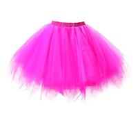 Zac's Alter Ego Déguisement adulte femme 80s Club Jupe tutu 4 couches avec doublure en soie Jupon en tulle superposés Halloween fée princesse ange, rose fuchsia, Taille unique