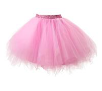 Zac's Alter Ego Déguisement adulte femme 80s Club Jupe tutu 4 couches avec doublure en soie Jupon en tulle superposés Halloween fée princesse ange, rose bébé, Taille unique