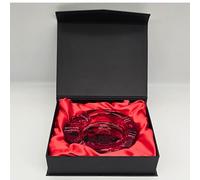 Zactly Cendrier exclusif en verre brut de forme octogonale, cendrier décoratif portable, cendrier de bureau moderne et charmant avec fond doux, livré dans un élégant coffret cadeau (Rouge rubis)