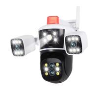 ZADCCS Caméras de sécurité, Caméra de Surveillance PTZ Intelligente avec Zoom 10X, Quatre objectifs, for l'extérieur, Vue panoramique à 360 °, 16mp, 8K, vidéosurveillance, Piste(Cam Add 128G Card)