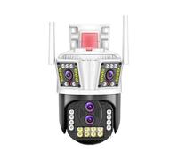 ZADCCS Caméras de sécurité, Caméra extérieure PTZ IP 16mp 8K, Quatre objectifs, Trois écrans, Zoom Hybride 10X, Suivi Automatique, Audio, caméra de sécurité étanche IP66(16MP Add 32G Card)