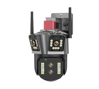 ZADCCS Caméras de sécurité, Caméra IP 8K 16MP PTZ Quatre objectifs avec Trois écrans Zoom 10x vidéosurveillance extérieure 4K 8MP caméra de Surveillance sécurité vidéo sans Fil(16MP Add 64G Card)