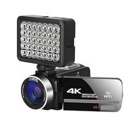 ZADCCS Caméscope caméra vidéo, 18X 4K Caméras Vidéo Numériques Time Lapse Vlog Caméscope for Blog Rotation Écran Tactile 48MP Enregistreur Photographique(32G SD Card,with Light)
