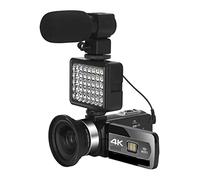ZADCCS Caméscope caméra vidéo, Caméras vidéo numériques Grand Angle 4K Enregistrement en Boucle ralenti Microphone Caméscope Mise Point Automatique Streaming Webcam Vlog Kit(No SD Card,Generation 3)