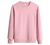 ZADIKO Sweat Homme Automne Col Rond Pull Homme Casual Usure Quotidienne Pull Homme Couleur Unie Simplicité Basic Sweat All-Match Style Collège Homme K-Pink 5XL
