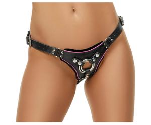ZADO - bas en cuir pour gode-ceinture BDSM (noir, S-L)