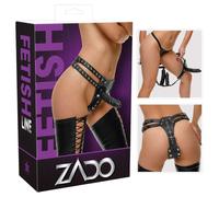 ZADO - Culotte cuir avec 2 godemichés intérieurs (noir)