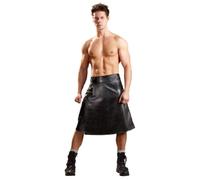 ZADO Jupe Mi Longue pour Homme en Cuir Faux Noir Taille XL