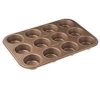 ZADO Zenker 7358 Mojave Gold Moule à Muffins pour 12 Pièces Acier Inoxydable Doré Acajou 38,5 x 26,5 x 3 cm