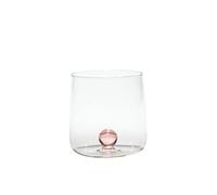Zafferano Bilia Tumbler en Verre Transparent Fait Main - Décoré d'une Boule Colorée à L'Intérieur, 44 cl, h 90mm d 88mm - Set 6 Pièces - Rose
