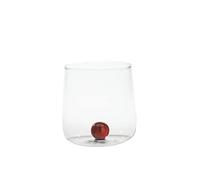 Zafferano Bilia Tumbler en Verre Transparent Fait Main - Décoré d'une Boule Colorée à L'Intérieur, 44 cl, h 90mm d 88mm - Set 6 Pièces - Amber