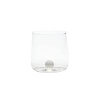 Zafferano Bilia Tumbler en Verre - Verre Transparent Fait Main, Décoré d'une Boule de Verre Coloré à L'Intérieur, cl 44 h 90mm d 88mm - Set 6 pièces - Blanc