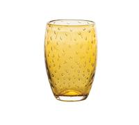 Zafferano Bolicante - Lot de 6 verres fabriqués à la main selon la tradition ancienne - Aspect bulles d'air - Ambre
