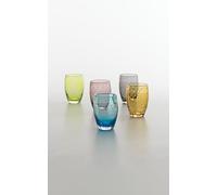 Zafferano Bolicante Lot de 6 verres faits à la main selon la tradition ancienne - Aspect bulles d'air - Boîte de mélange colorée