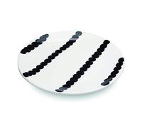 Zafferano Dalmata - Assiette en Porcelaine, Diamètre 270 mm, Couleur Noir et Blanc, Motif à Points, Lavable au Lave-vaisselle - Ensemble 6 Pièces