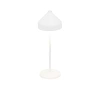 Zafferano, Lampe Amelie, Lampe de Table Rechargeable Sans Fil avec Contrôle Tactile, Convient pour Salon et Extérieur, Variateur, 2200-3000 K, Hauteur 34 cm, Couleur Blanche