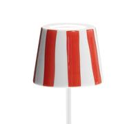Zafferano Lampe de Table LED à Rayures Rouges Poldina Lido, Rechargeable et dimmable avec Une autonomie allant jusqu'à 12 Heures. pour extérieur IP65