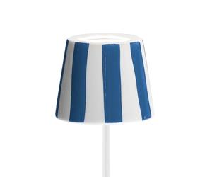 Zafferano Lampe LED Poldina Lido rayures bleues rechargeable IP65 extérieur, dimmable avec autonomie jusqu'à 12 heures