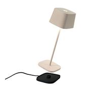 Zafferano, Lampe Ofelia, Lampe de Table Rechargeable et Sans Fil avec Contrôle Tactile, Utilisable également comme Lampe d'Extérieur, Dimmer 2700-3000 K, Hauteur 29 cm, Couleur Sable