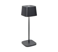 Zafferano, Lampe Ofelia, Lampe de Table Rechargeable et Sans Fil avec Contrôle Tactile, Utilisable également comme Lampe d'Extérieur, Dimmer 2200-3000 K, Hauteur 29 cm, Couleur Gris Foncé