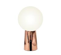 Zafferano, Lampe Olimpia Pro avec Finition Cuivre Brillant, Lampe de Table Rechargeable et Sans Fil avec Contrôle Tactile, Utilisable comme Lampe d'Intérieur, Dimmer, 3000 K, Hauteur 26 cm
