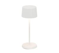 Zafferano, Lampe Olivia Micro, Lampe de Table Rechargeable Sans Fil avec Contrôle Tactile, Convient pour Salon et Extérieur, Variateur, 2200-3000 K, Hauteur 20 cm, Couleur Blanche