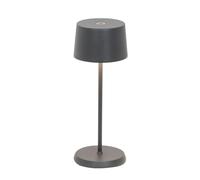 Zafferano, Lampe Olivia Micro, Lampe de Table Rechargeable Sans Fil avec Contrôle Tactile, Convient pour Salon et Extérieur, Variateur, 2200-3000 K, Hauteur 20 cm, Couleur Gris Foncé