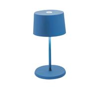 Zafferano, Lampe Olivia Mini, Lampe de Table Portable et Rechargeable avec Contrôle Tactile, Adaptée pour le Salon et l'Extérieur, Dimmer 2200-3000 K, Hauteur 22 cm, Couleur Bleu Capri