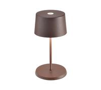 Zafferano, Lampe Olivia Mini, Lampe de Table Portable et Rechargeable avec Contrôle Tactile, Adaptée pour le Salon et l'Extérieur, Dimmer 2200-3000 K, Hauteur 22 cm, Couleur Corten