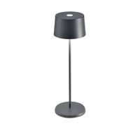 Zafferano, Lampe Olivia Pro, Lampe de Table Portable et Rechargeable avec Contrôle Tactile, Convient pour Salon et Extérieur, Dimmer 2200-3000 K, Hauteur 35 cm, Couleur Gris Foncé