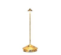 Zafferano, Lampe Pina, Lampe de Table Rechargeable et Sans Fil avec Contrôle Tactile, Utilisable comme Lampe d'Intérieur, Dimmer 2200-3000 K, Hauteur 29 cm, Couleur Noir - Feuille d'Or Craquelè