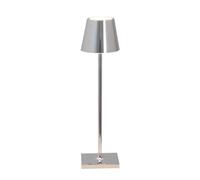 Zafferano, Lampe Poldina Micro avec Finition Chrome Brillant, Lampe de Table Rechargeable et Sans Fil avec Contrôle Tactile, Utilisable comme Lampe d'Intérieur, Dimmer 2200-3000 K, Hauteur 27,5 cm