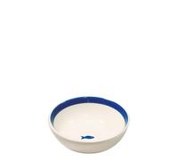 Zafferano Lot de 6 Bols Stencil en Céramique Décorée à la Main Bleu avec Motif Petits Poissons pour Entrées Salades et Desserts Design Artisanal