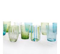 ZAFFERANO Melting Pot 6 verres à mélanger bicolores aigue-marine/vert