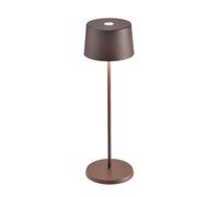 Zafferano, Olivia Pro, Lampe de Table Portable et Rechargeable avec Contrôle Tactile, Convient pour Salon et Extérieur, Dimmer 2200-3000 K, Hauteur 35 cm, Couleur Corten
