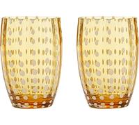 Zafferano Perle Amber Glass - Verre soufflé à la bouche, 32 cl, fait main - Set de 2 verresartisanaux pour eau ou cocktails